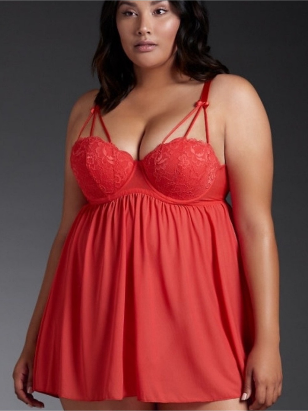 Torrid STRAPPY Sheer & Lace BABYDOLL Lingerie dark red/pink color size 3, 3X